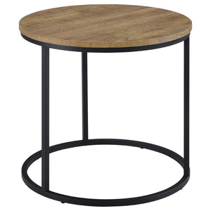 English Elm Arrize Mango Grain Round End Table with Matte Black Metal Base for Modern Living B062P518393
