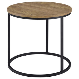 English Elm Arrize Mango Grain Round End Table with Matte Black Metal Base for Modern Living B062P518393