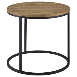 English Elm Arrize Mango Grain Round End Table with Matte Black Metal Base for Modern Living B062P518393