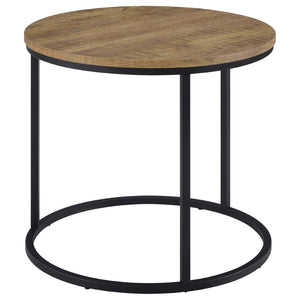 English Elm Arrize Mango Grain Round End Table with Matte Black Metal Base for Modern Living B062P518393