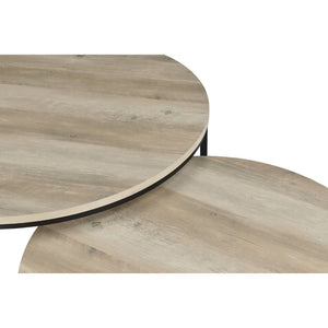 English Elm Arrize Round Nesting Coffee Tables Rustic Pine Finish with Matte Black Metal Bases B062P518394
