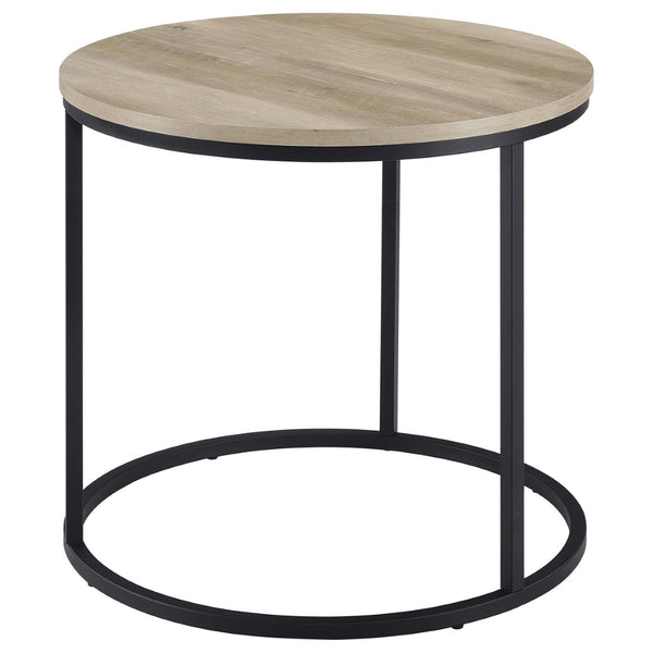 English Elm Arrize Round Side Table Weathered Pine Top Slim Metal Base for Living Room Corners B062P518395
