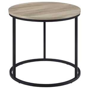 English Elm Arrize Round Side Table Weathered Pine Top Slim Metal Base for Living Room Corners B062P518395