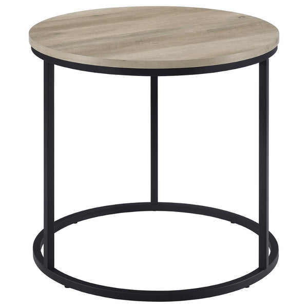 English Elm Arrize Round Side Table Weathered Pine Top Slim Metal Base for Living Room Corners B062P518395