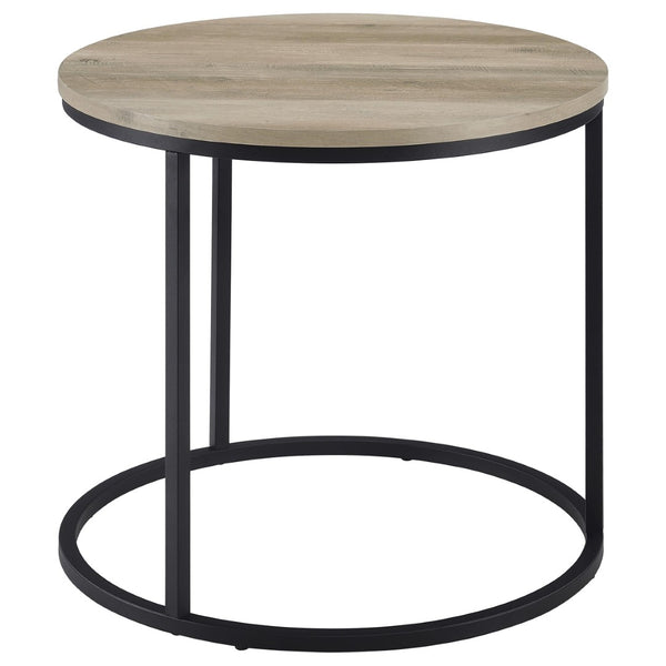English Elm Arrize Round Side Table Weathered Pine Top Slim Metal Base for Living Room Corners B062P518395