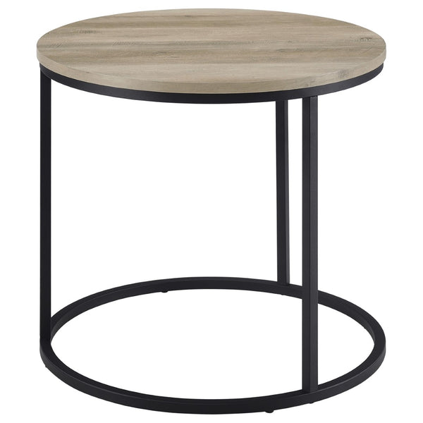 English Elm Arrize Round Side Table Weathered Pine Top Slim Metal Base for Living Room Corners B062P518395