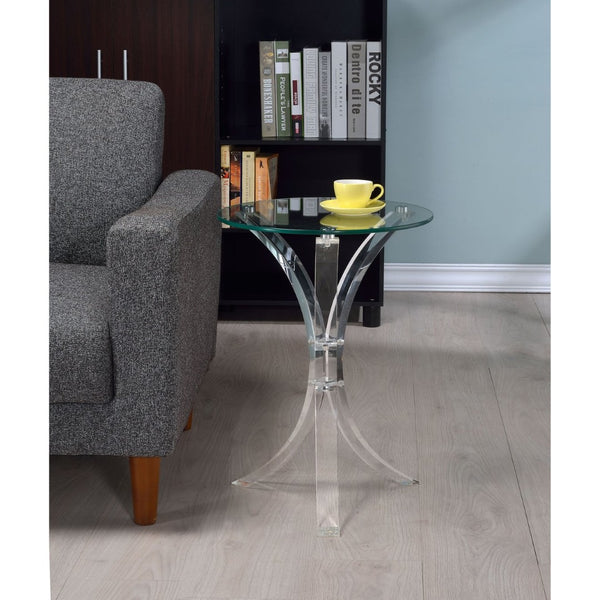 English Elm Bailey Sculptural Acrylic C-shaped Side Table with Tempered Glass Top for Modern Spaces B062P518401
