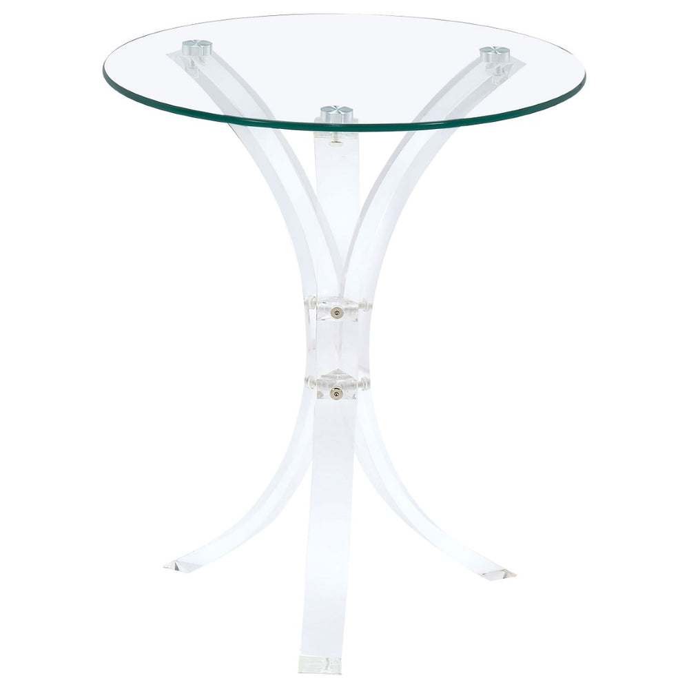 English Elm Bailey Sculptural Acrylic C-shaped Side Table with Tempered Glass Top for Modern Spaces B062P518401