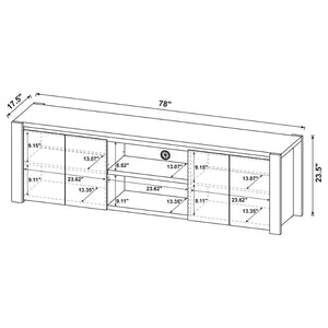 English Elm Susac Transitional Light Oak Media Console with Four Doors and Open Center Shelving B062P518402