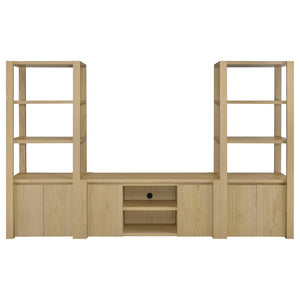 English Elm Susac Tall Pier Cabinet with Open Shelves and Lower Doors in Light Oak Finish B062P518404