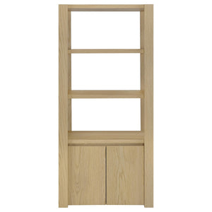 English Elm Susac Tall Pier Cabinet with Open Shelves and Lower Doors in Light Oak Finish B062P518404
