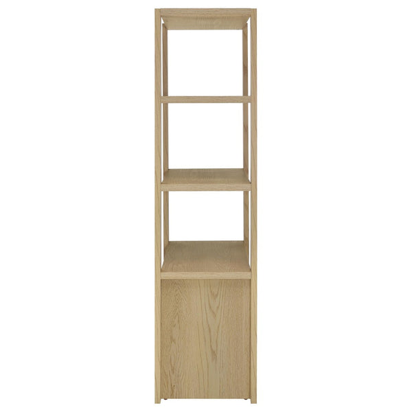English Elm Susac Tall Pier Cabinet with Open Shelves and Lower Doors in Light Oak Finish B062P518404