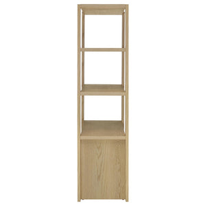 English Elm Susac Tall Pier Cabinet with Open Shelves and Lower Doors in Light Oak Finish B062P518404