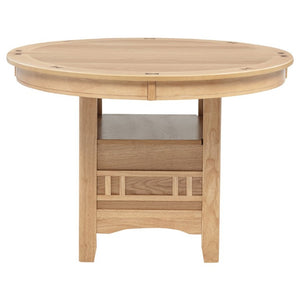 English Elm Davis Light Oak Pedestal Dining Table with Extension Leaf and Built-In Storage B062P518408