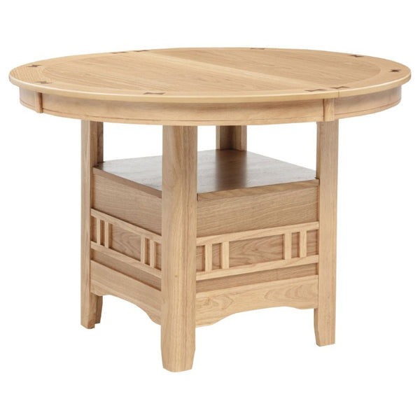 English Elm Davis Light Oak Pedestal Dining Table with Extension Leaf and Built-In Storage B062P518408