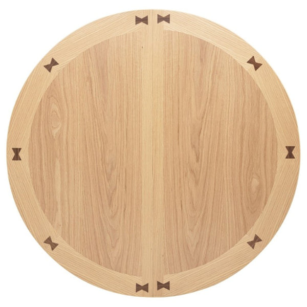 English Elm Davis Light Oak Pedestal Dining Table with Extension Leaf and Built-In Storage B062P518408