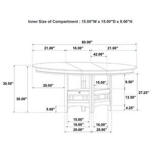 English Elm Davis Light Oak Pedestal Dining Table with Extension Leaf and Built-In Storage B062P518408