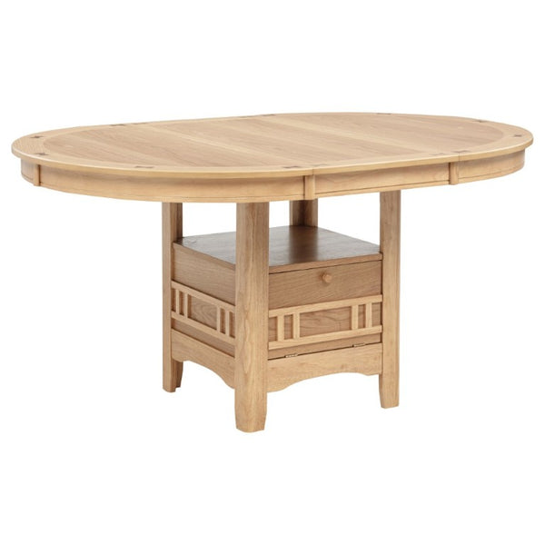 English Elm Davis Light Oak Pedestal Dining Table with Extension Leaf and Built-In Storage B062P518408