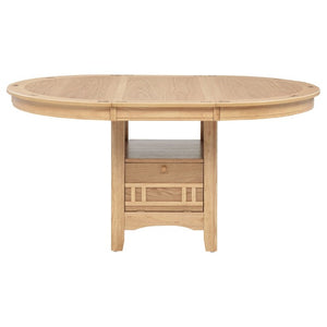 English Elm Davis Light Oak Pedestal Dining Table with Extension Leaf and Built-In Storage B062P518408