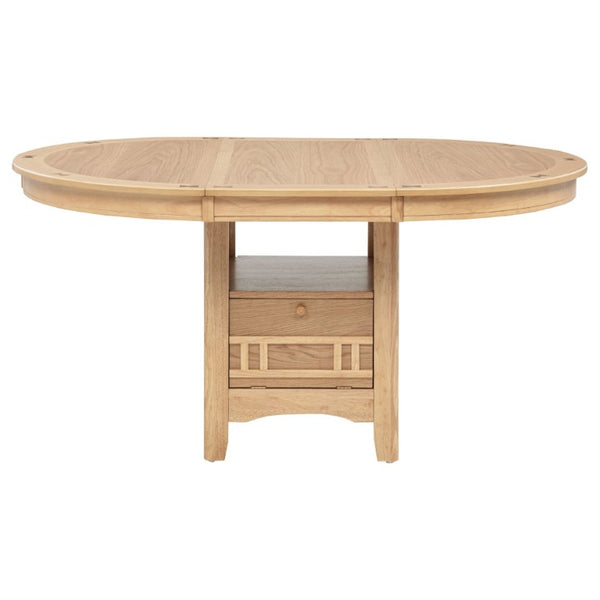English Elm Davis Light Oak Pedestal Dining Table with Extension Leaf and Built-In Storage B062P518408