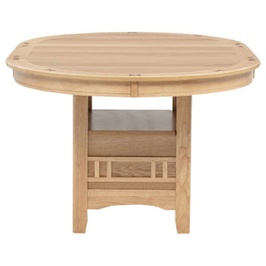 English Elm Davis Light Oak Pedestal Dining Table with Extension Leaf and Built-In Storage B062P518408