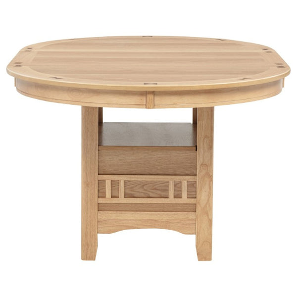English Elm Davis Light Oak Pedestal Dining Table with Extension Leaf and Built-In Storage B062P518408