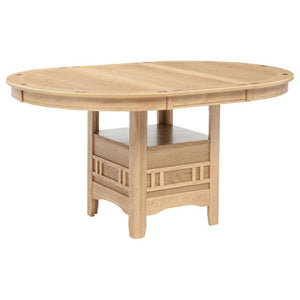 English Elm Davis Light Oak Pedestal Dining Table with Extension Leaf and Built-In Storage B062P518408