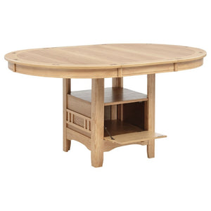 English Elm Davis Light Oak Pedestal Dining Table with Extension Leaf and Built-In Storage B062P518408