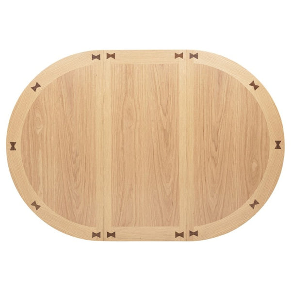 English Elm Davis Light Oak Pedestal Dining Table with Extension Leaf and Built-In Storage B062P518408