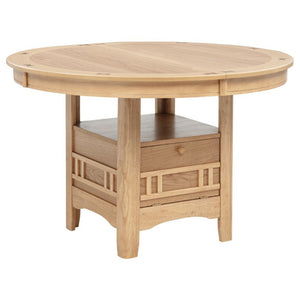 English Elm Davis Light Oak Pedestal Dining Table with Extension Leaf and Built-In Storage B062P518408