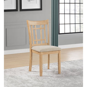 English Elm Davis Grid Back Linen Seat Dining Chairs in Warm Oak Finish Set of Two B062P518409