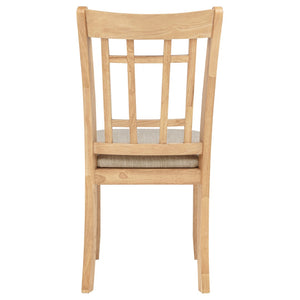English Elm Davis Grid Back Linen Seat Dining Chairs in Warm Oak Finish Set of Two B062P518409