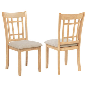 English Elm Davis Grid Back Linen Seat Dining Chairs in Warm Oak Finish Set of Two B062P518409