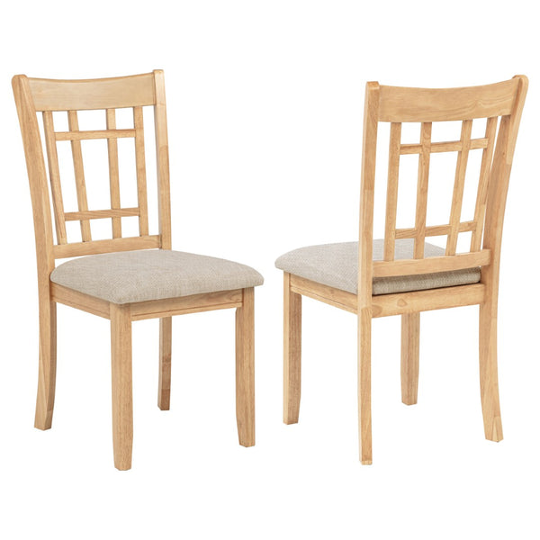 English Elm Davis Grid Back Linen Seat Dining Chairs in Warm Oak Finish Set of Two B062P518409