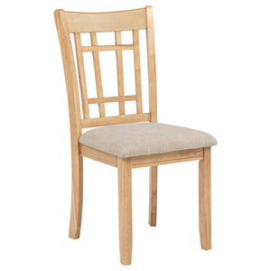 English Elm Davis Grid Back Linen Seat Dining Chairs in Warm Oak Finish Set of Two B062P518409