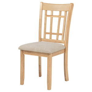 English Elm Davis Grid Back Linen Seat Dining Chairs in Warm Oak Finish Set of Two B062P518409