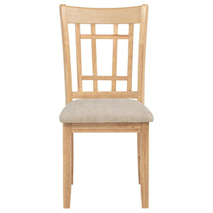 English Elm Davis Grid Back Linen Seat Dining Chairs in Warm Oak Finish Set of Two B062P518409