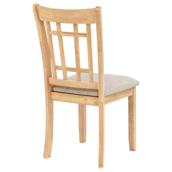 English Elm Davis Grid Back Linen Seat Dining Chairs in Warm Oak Finish Set of Two B062P518409