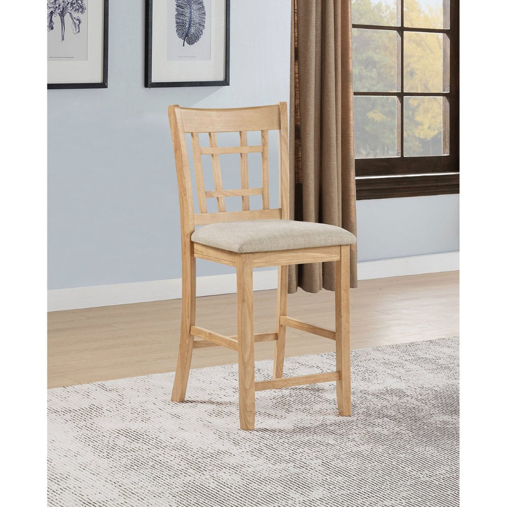 English Elm Davis Rubberwood Counter Dining Chairs Lattice Back Linen Cushion Set of Two B062P518414