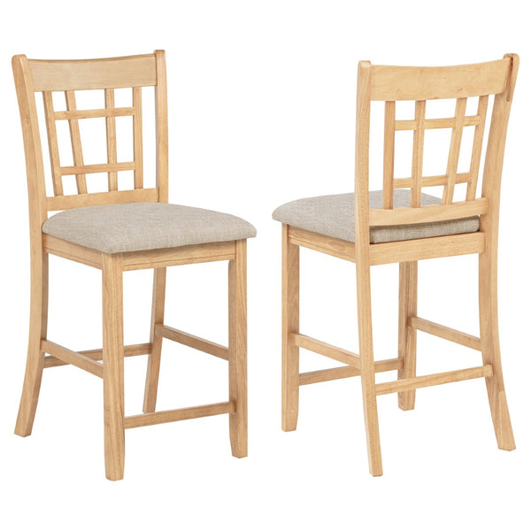 English Elm Davis Rubberwood Counter Dining Chairs Lattice Back Linen Cushion Set of Two B062P518414