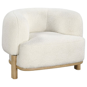 English Elm Kensing Boucle Barrel Back Accent Chair with Oak Legs for Living Room Lounge Ivory / Natural B062P518418