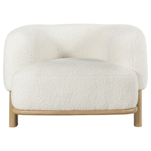 English Elm Kensing Boucle Barrel Back Accent Chair with Oak Legs for Living Room Lounge Ivory / Natural B062P518418