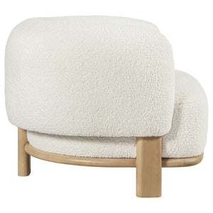 English Elm Kensing Boucle Barrel Back Accent Chair with Oak Legs for Living Room Lounge Ivory / Natural B062P518418