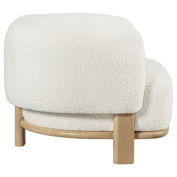 English Elm Kensing Boucle Barrel Back Accent Chair with Oak Legs for Living Room Lounge Ivory / Natural B062P518418