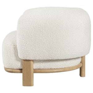 English Elm Kensing Boucle Barrel Back Accent Chair with Oak Legs for Living Room Lounge Ivory / Natural B062P518418