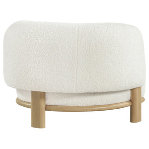 English Elm Kensing Boucle Barrel Back Accent Chair with Oak Legs for Living Room Lounge Ivory / Natural B062P518418