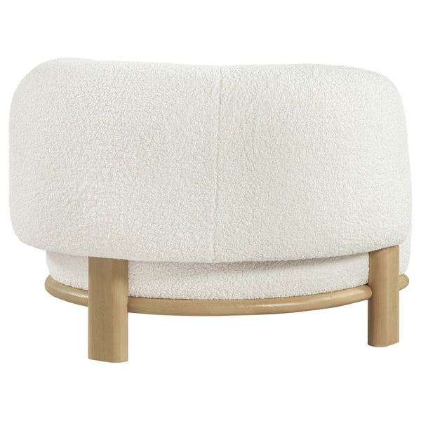 English Elm Kensing Boucle Barrel Back Accent Chair with Oak Legs for Living Room Lounge Ivory / Natural B062P518418