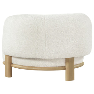 English Elm Kensing Boucle Barrel Back Accent Chair with Oak Legs for Living Room Lounge Ivory / Natural B062P518418