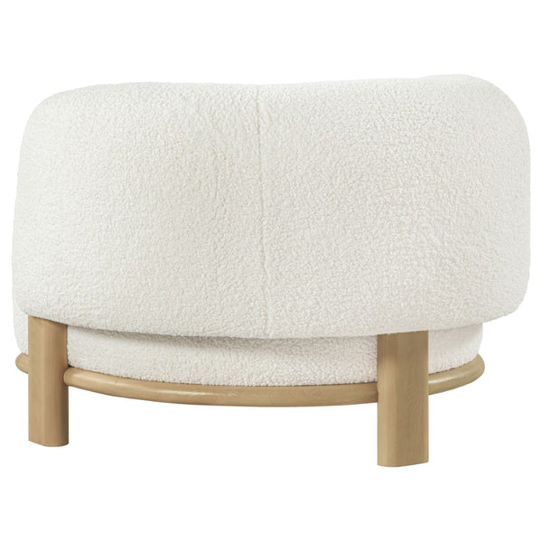 English Elm Kensing Boucle Barrel Back Accent Chair with Oak Legs for Living Room Lounge Ivory / Natural B062P518418