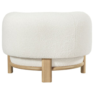 English Elm Kensing Boucle Barrel Back Accent Chair with Oak Legs for Living Room Lounge Ivory / Natural B062P518418